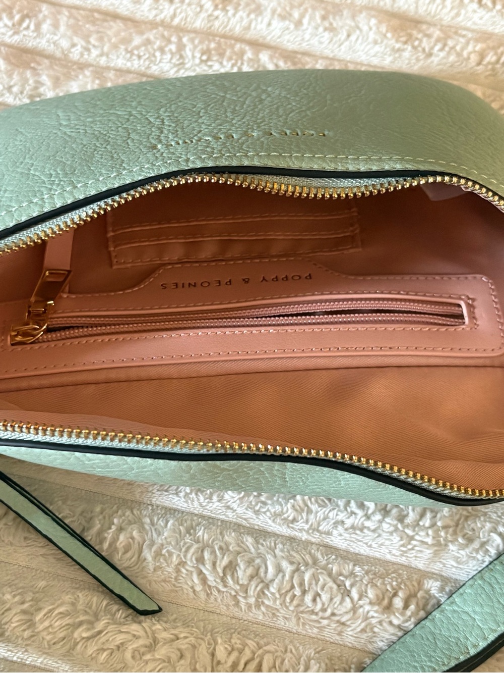 Poppy & Peonies Mint Green Faux Leather Crossbody with Matching Card Wallet - Picture 5 of 7